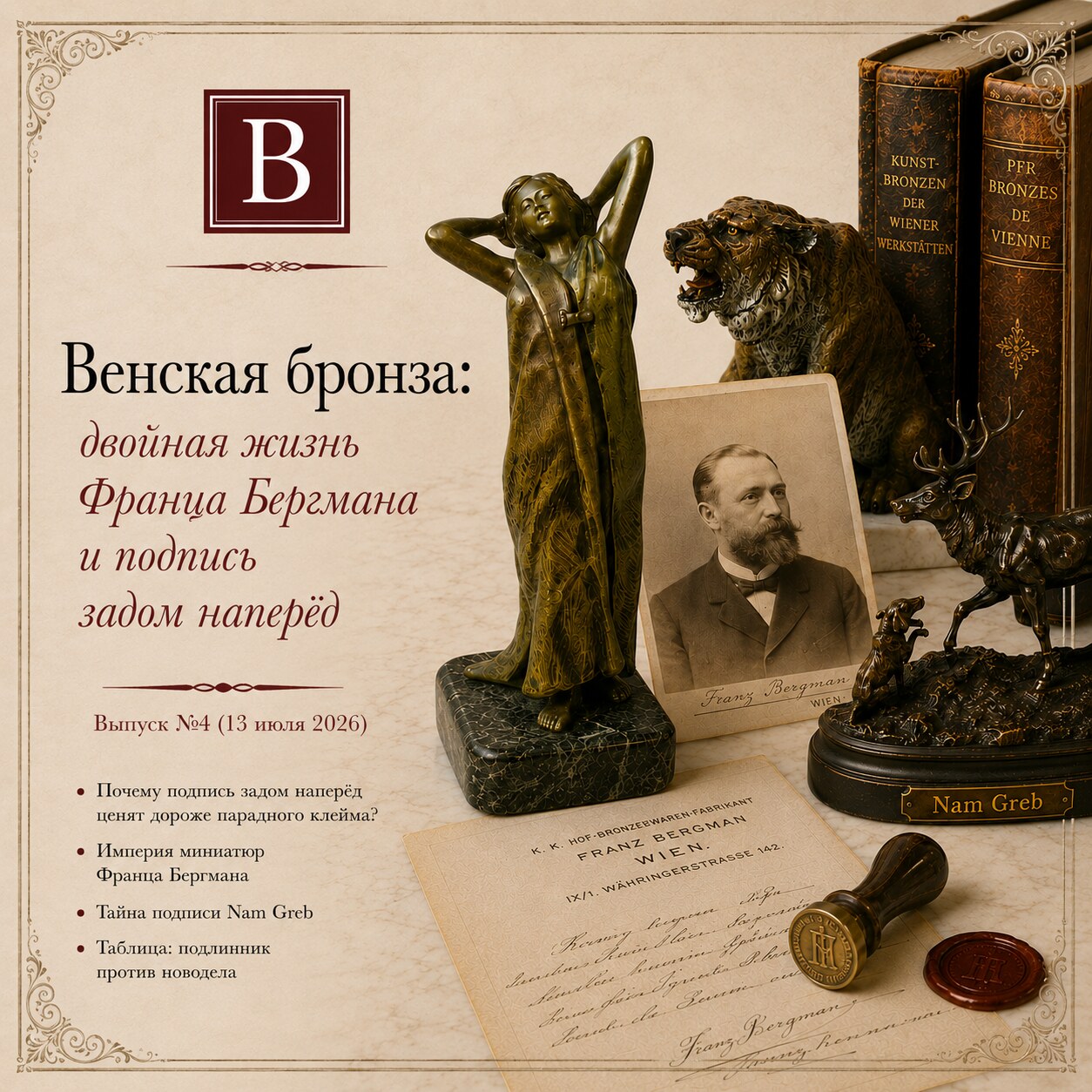Венская бронза: двойная жизнь Франца Бергмана и подпись задом наперёд