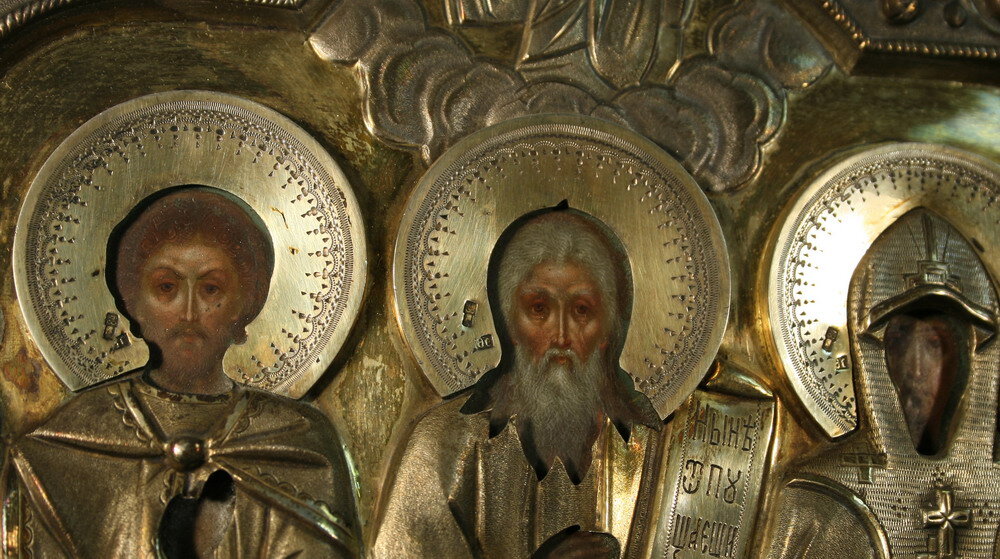 Икона "Св.М. Евгений, Св.Симеон, Св.ПМ.Параскева"