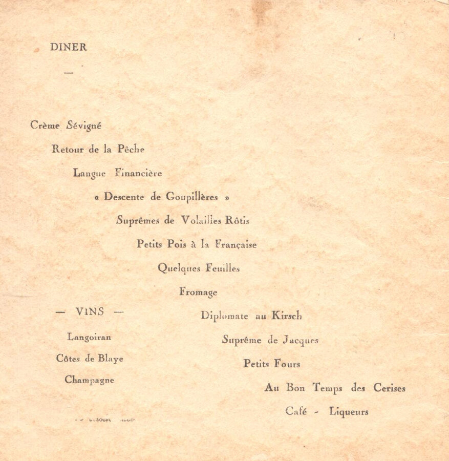 Меню завтрака и обеда 1 июня 1947 г.