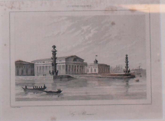 Гравюра "St. Petersbourg. La Bourse"