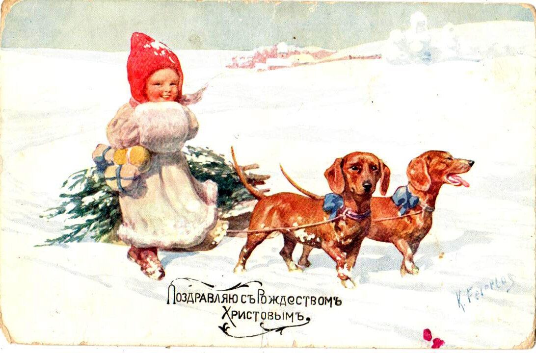 3 открытки "Таксы"