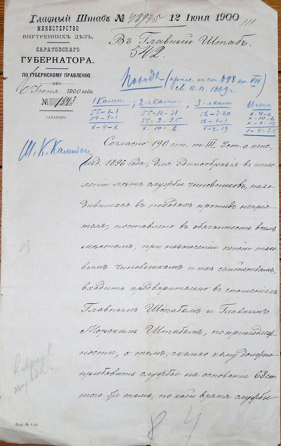 Подборка служебной переписки Военного Министерства