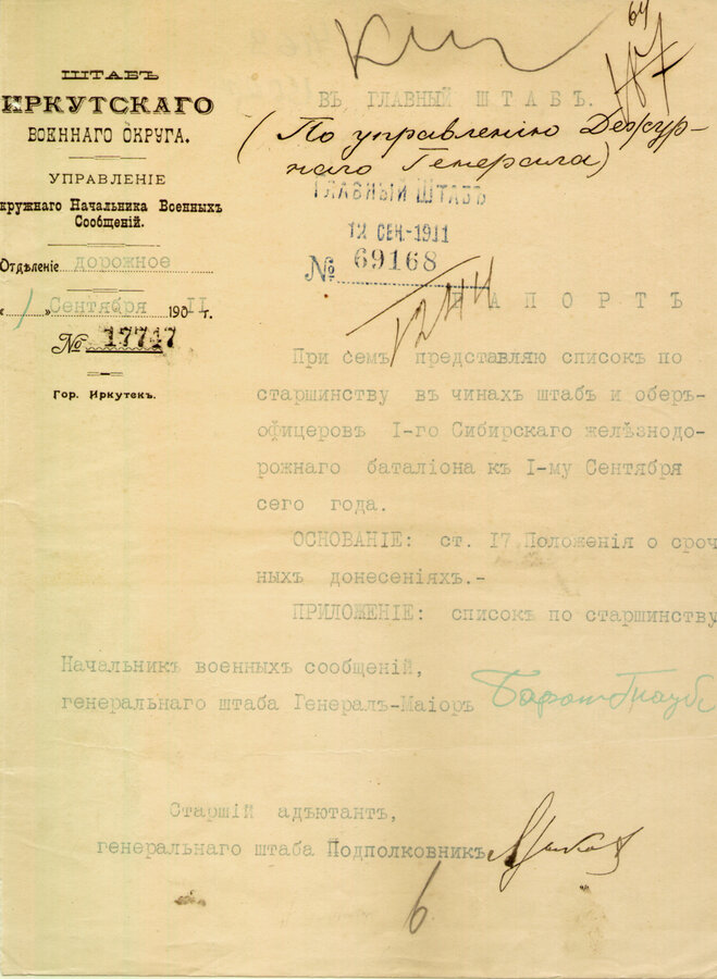 Подборка служебной переписки Военного Министерства